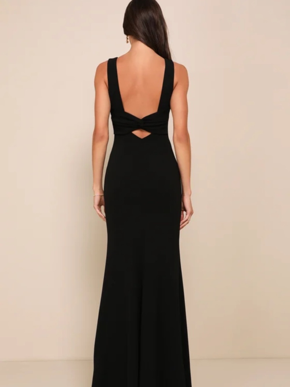 Lulu's Black Backless Twist-Detail Gown
